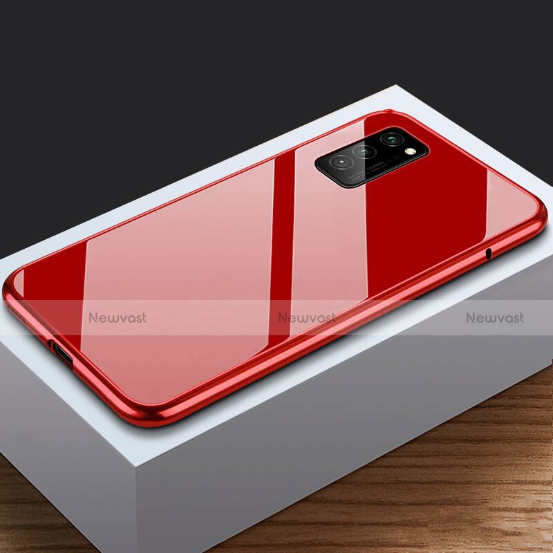 Luxury Aluminum Metal Frame Mirror Cover Case 360 Degrees M03 for Huawei Honor V30 Pro 5G Red