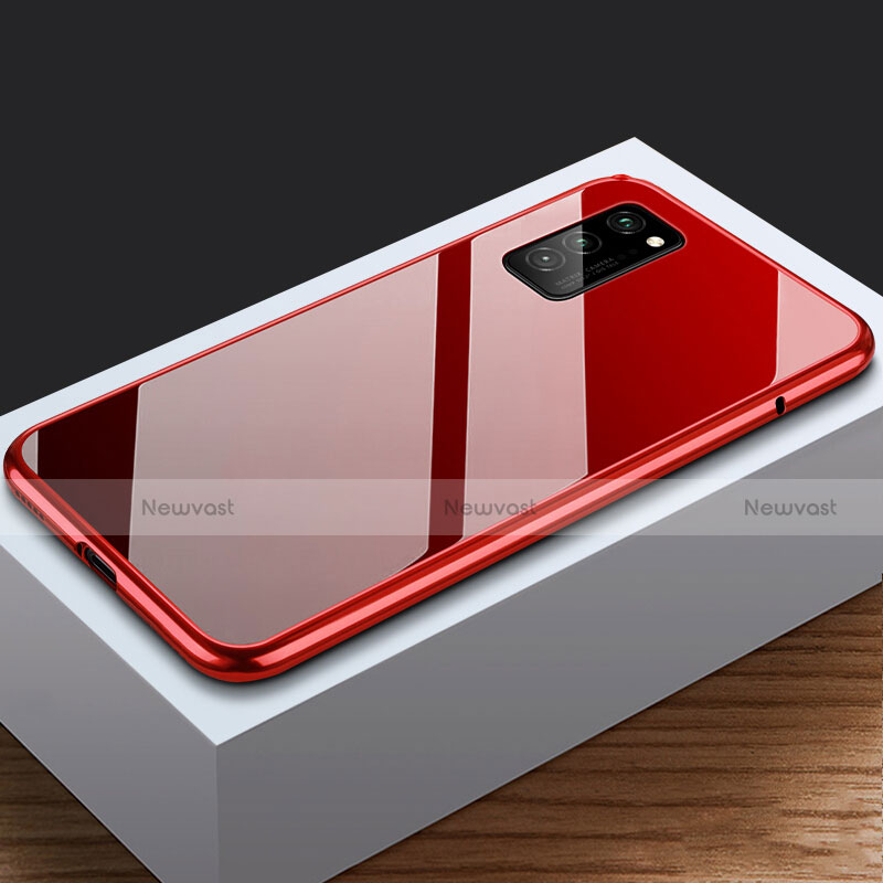 Luxury Aluminum Metal Frame Mirror Cover Case 360 Degrees M03 for Huawei Honor View 30 Pro 5G Red Wine