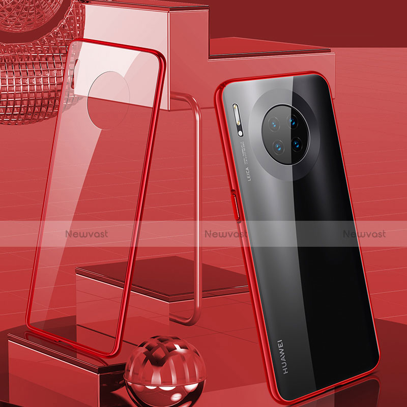 Luxury Aluminum Metal Frame Mirror Cover Case 360 Degrees M03 for Huawei Mate 30 5G Red