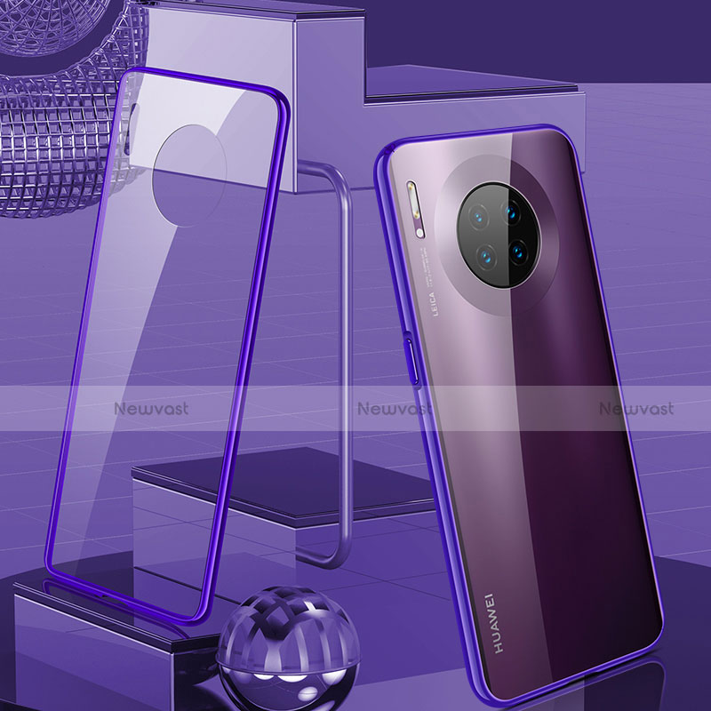 Luxury Aluminum Metal Frame Mirror Cover Case 360 Degrees M03 for Huawei Mate 30 Pro Purple