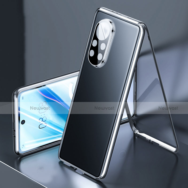 Luxury Aluminum Metal Frame Mirror Cover Case 360 Degrees M03 for Huawei Nova 8 5G Black