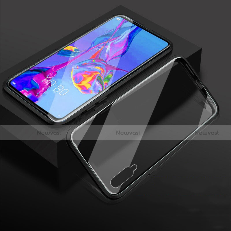 Luxury Aluminum Metal Frame Mirror Cover Case 360 Degrees M03 for Huawei P Smart Pro (2019) Black