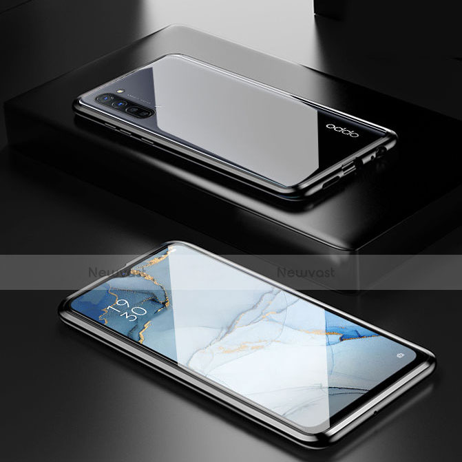 Luxury Aluminum Metal Frame Mirror Cover Case 360 Degrees M03 for Oppo F15 Black