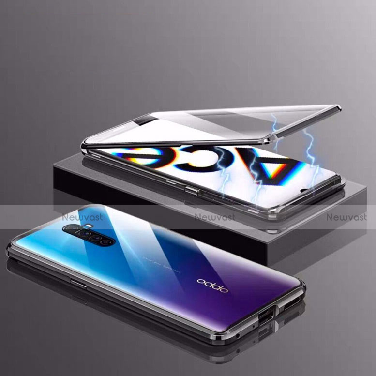 Luxury Aluminum Metal Frame Mirror Cover Case 360 Degrees M03 for Oppo Reno Ace Black