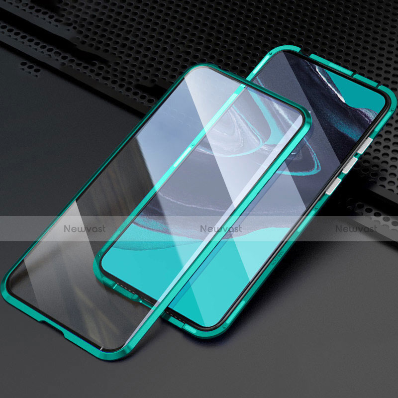 Luxury Aluminum Metal Frame Mirror Cover Case 360 Degrees M03 for Oppo Reno2 Green