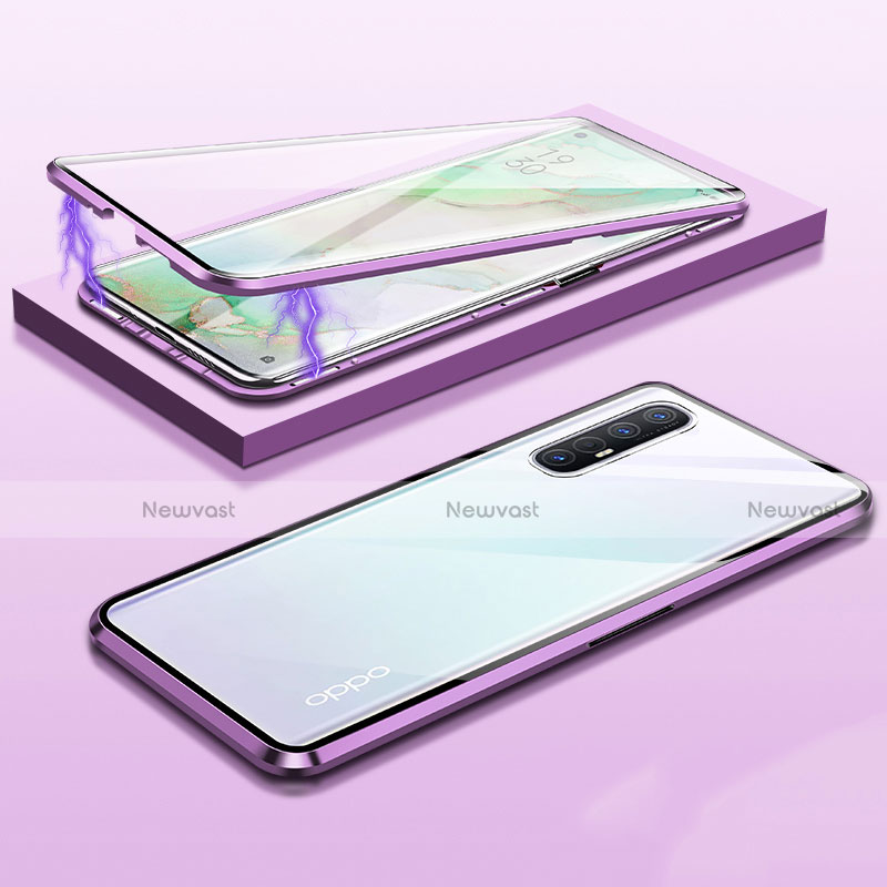 Luxury Aluminum Metal Frame Mirror Cover Case 360 Degrees M03 for Oppo Reno3 Pro