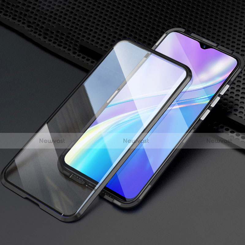 Luxury Aluminum Metal Frame Mirror Cover Case 360 Degrees M03 for Realme X2 Black