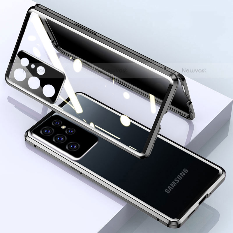 Luxury Aluminum Metal Frame Mirror Cover Case 360 Degrees M03 for Samsung Galaxy S23 Ultra 5G