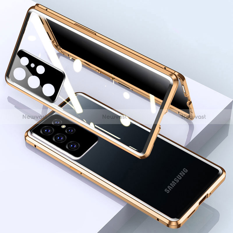 Luxury Aluminum Metal Frame Mirror Cover Case 360 Degrees M03 for Samsung Galaxy S24 Ultra 5G