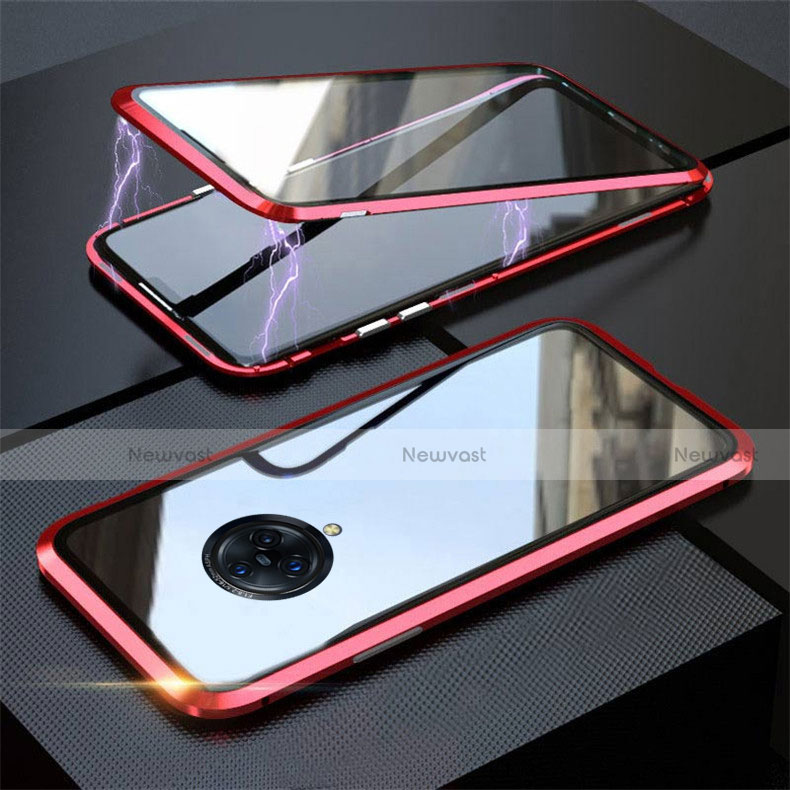 Luxury Aluminum Metal Frame Mirror Cover Case 360 Degrees M03 for Vivo Nex 3 Red