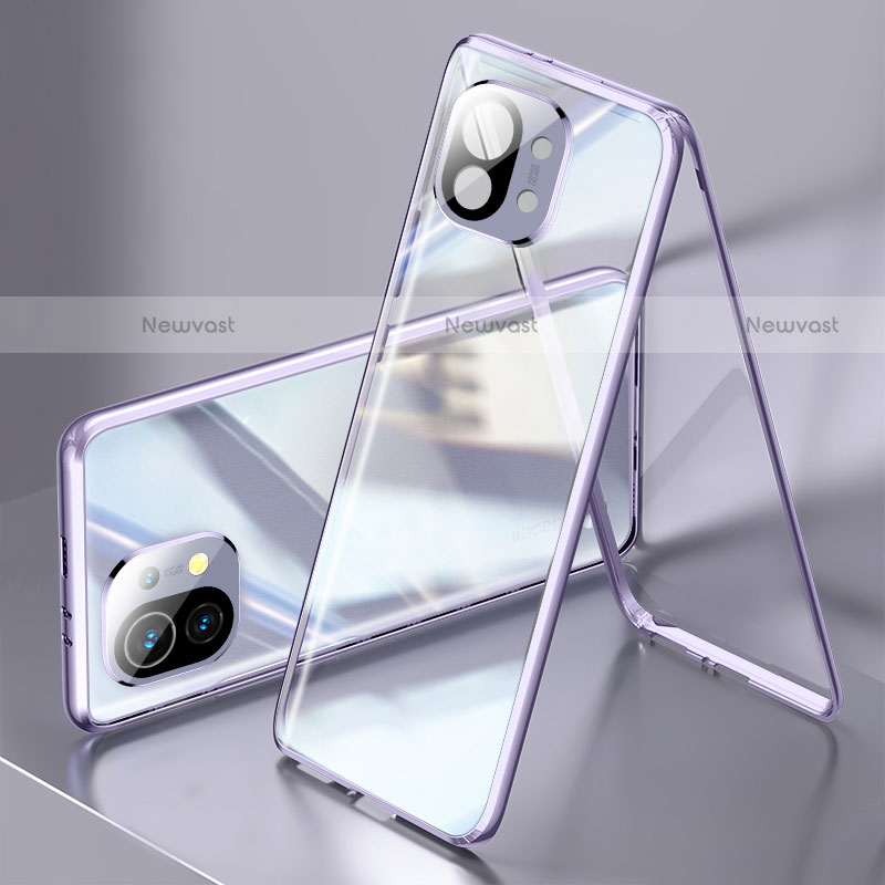 Luxury Aluminum Metal Frame Mirror Cover Case 360 Degrees M03 for Xiaomi Mi 11 Lite 4G