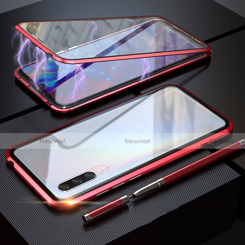 Luxury Aluminum Metal Frame Mirror Cover Case 360 Degrees M03 for Xiaomi Mi A3 Red