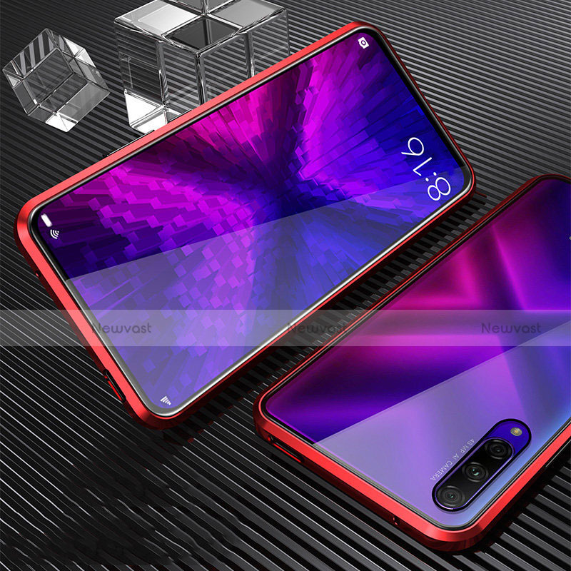 Luxury Aluminum Metal Frame Mirror Cover Case 360 Degrees M04 for Huawei Honor 9X Pro Red