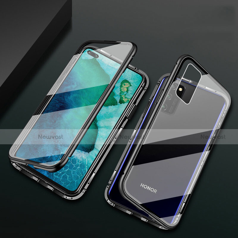 Luxury Aluminum Metal Frame Mirror Cover Case 360 Degrees M04 for Huawei Honor View 30 Pro 5G Black