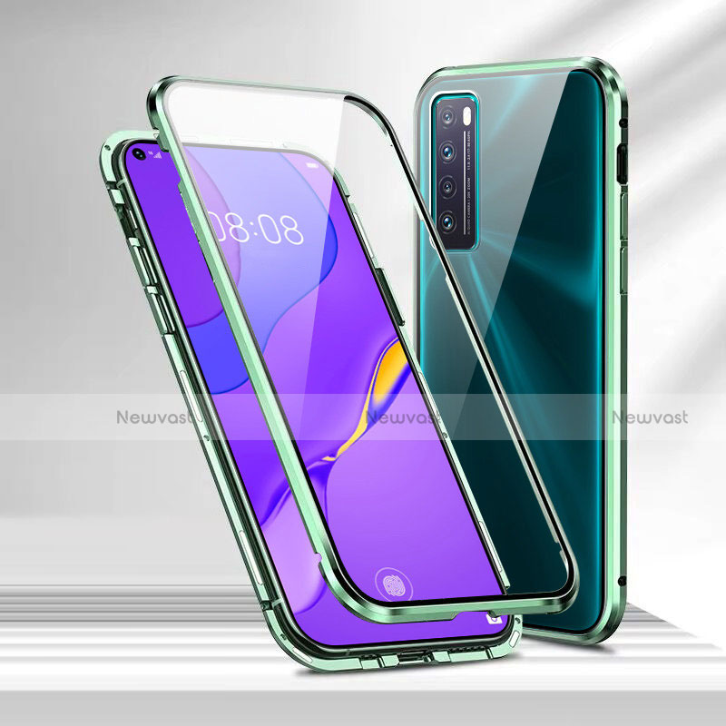 Luxury Aluminum Metal Frame Mirror Cover Case 360 Degrees M04 for Huawei Nova 7 5G Green