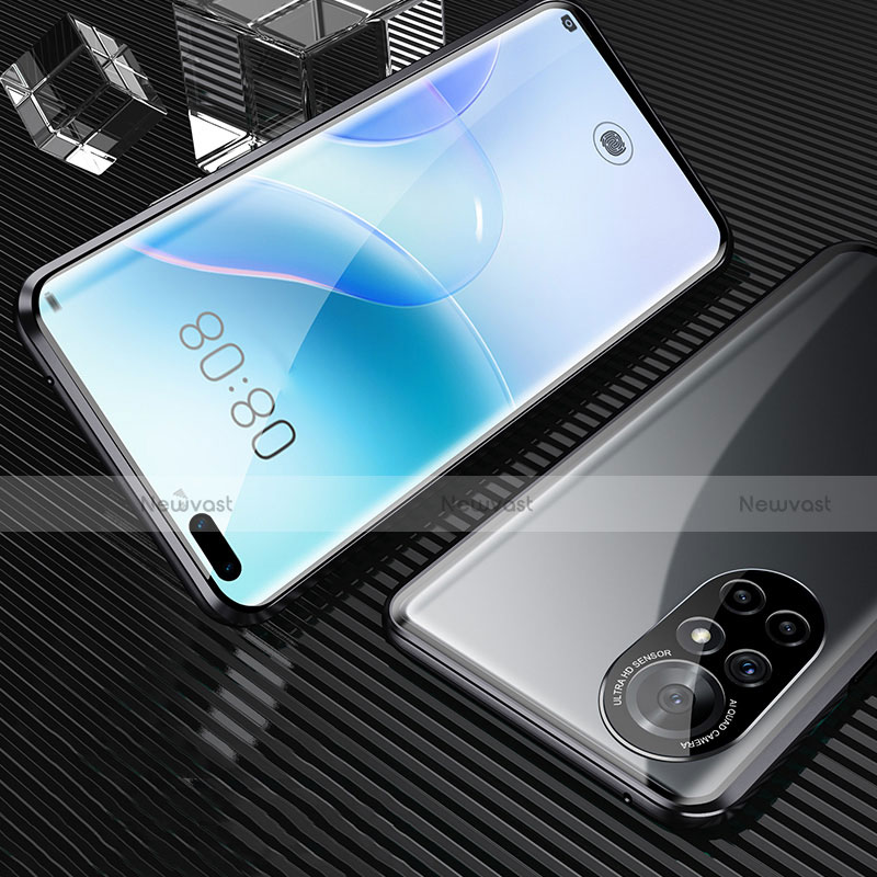 Luxury Aluminum Metal Frame Mirror Cover Case 360 Degrees M04 for Huawei Nova 8 Pro 5G Black