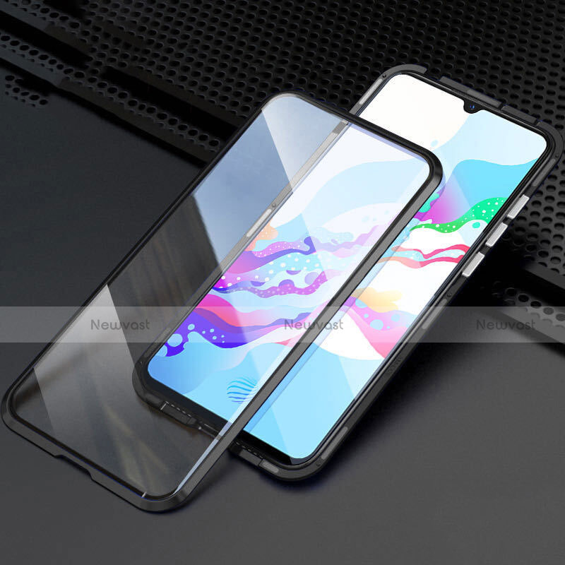 Luxury Aluminum Metal Frame Mirror Cover Case 360 Degrees M04 for Oppo A11 Black