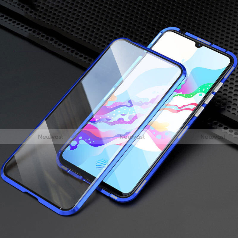 Luxury Aluminum Metal Frame Mirror Cover Case 360 Degrees M04 for Oppo A11 Blue