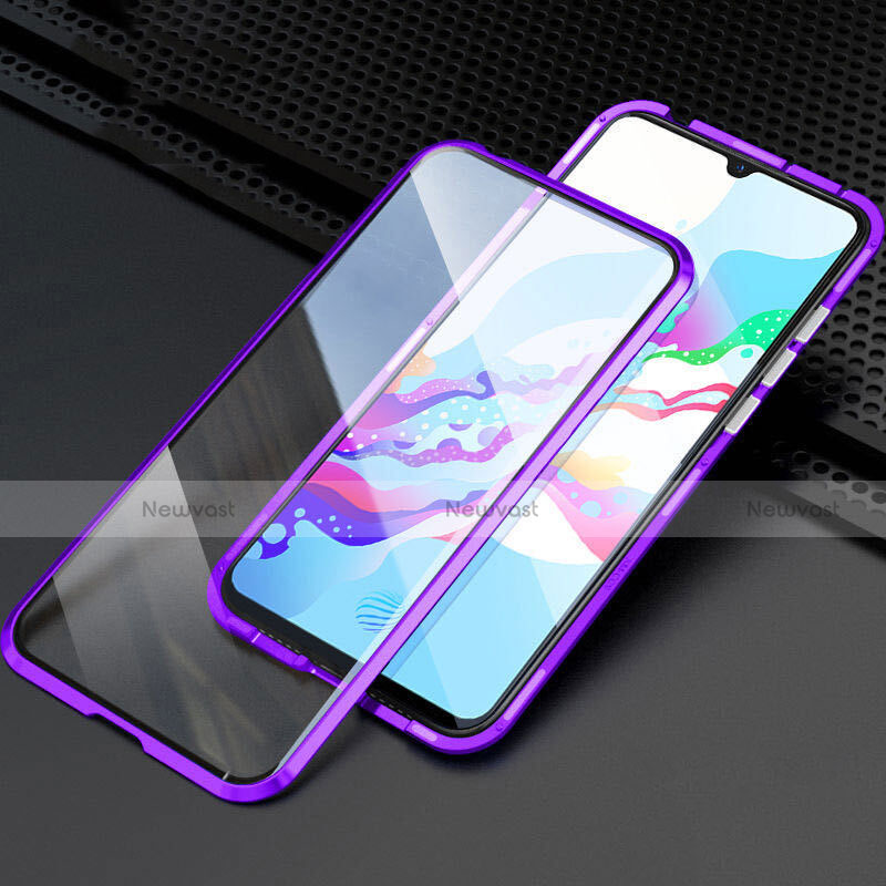 Luxury Aluminum Metal Frame Mirror Cover Case 360 Degrees M04 for Oppo A11 Purple