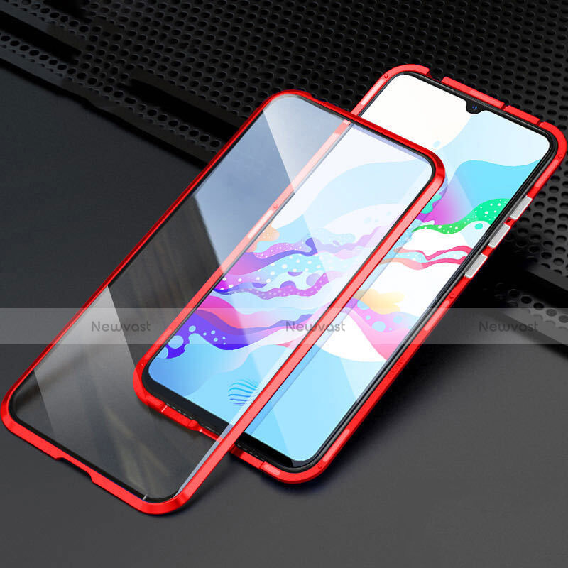 Luxury Aluminum Metal Frame Mirror Cover Case 360 Degrees M04 for Oppo A11 Red