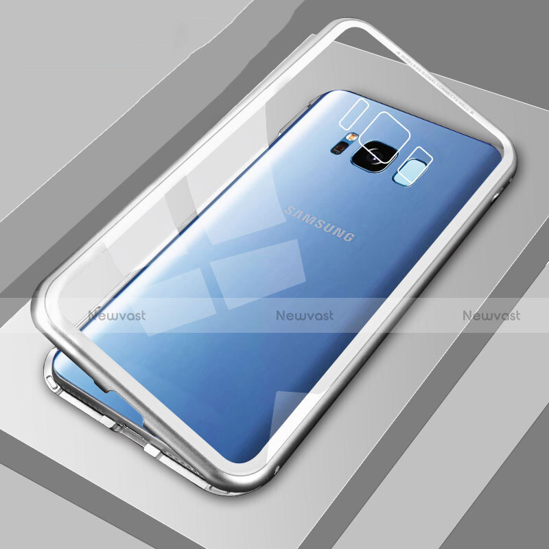 Luxury Aluminum Metal Frame Mirror Cover Case 360 Degrees M04 for Samsung Galaxy S8 Plus Silver