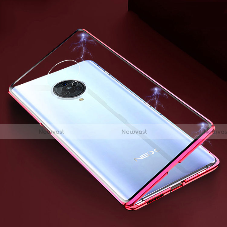 Luxury Aluminum Metal Frame Mirror Cover Case 360 Degrees M04 for Vivo Nex 3 Red