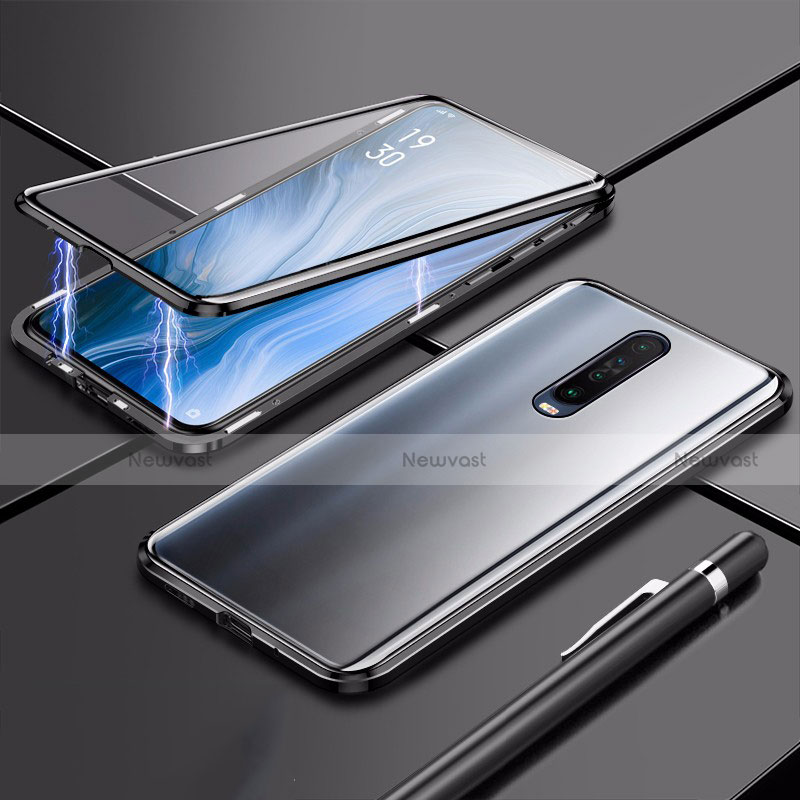 Luxury Aluminum Metal Frame Mirror Cover Case 360 Degrees M04 for Xiaomi Poco X2 Black