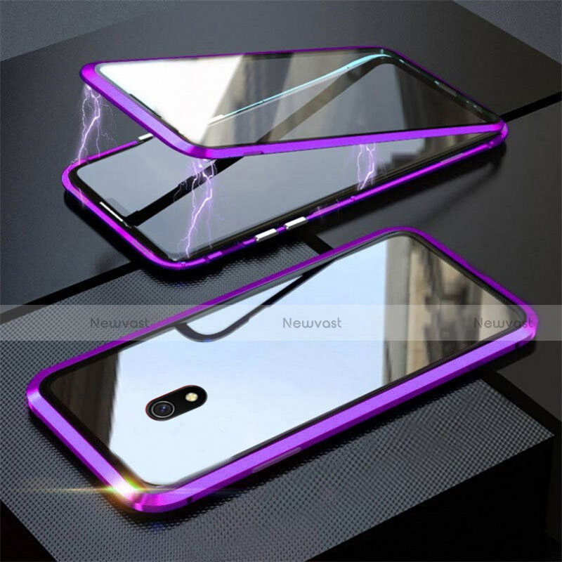 Luxury Aluminum Metal Frame Mirror Cover Case 360 Degrees M04 for Xiaomi Redmi 8A Purple