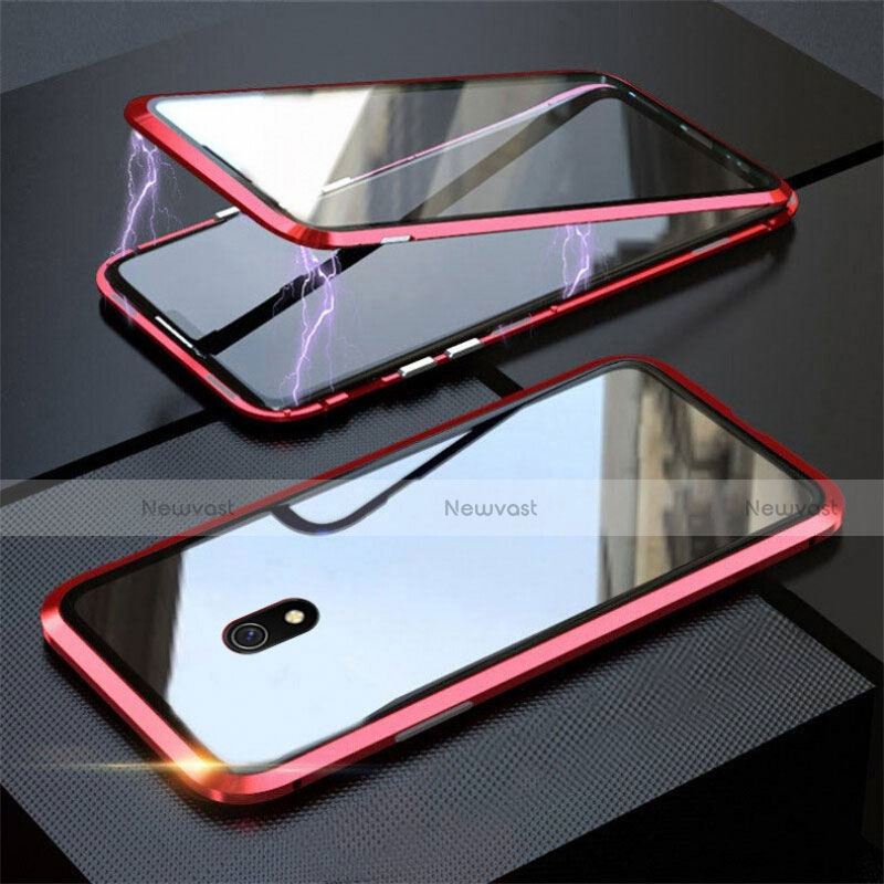 Luxury Aluminum Metal Frame Mirror Cover Case 360 Degrees M04 for Xiaomi Redmi 8A Red