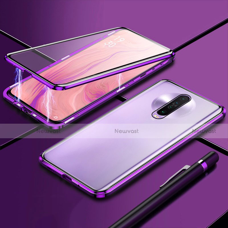 Luxury Aluminum Metal Frame Mirror Cover Case 360 Degrees M04 for Xiaomi Redmi K30 4G Purple