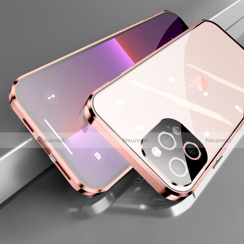 Luxury Aluminum Metal Frame Mirror Cover Case 360 Degrees M05 for Apple iPhone 13 Pro