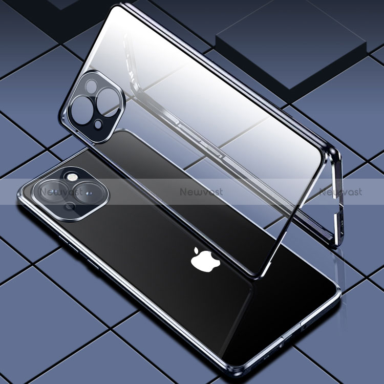 Luxury Aluminum Metal Frame Mirror Cover Case 360 Degrees M05 for Apple iPhone 15 Plus