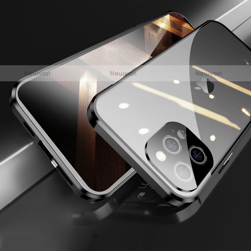 Luxury Aluminum Metal Frame Mirror Cover Case 360 Degrees M05 for Apple iPhone 15 Pro