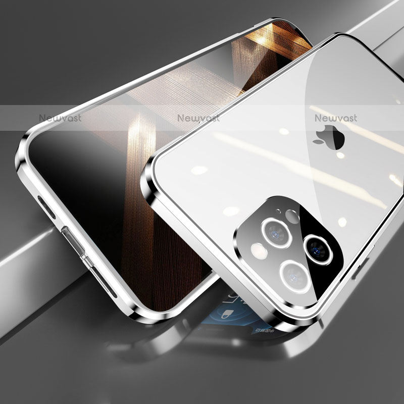 Luxury Aluminum Metal Frame Mirror Cover Case 360 Degrees M05 for Apple iPhone 15 Pro