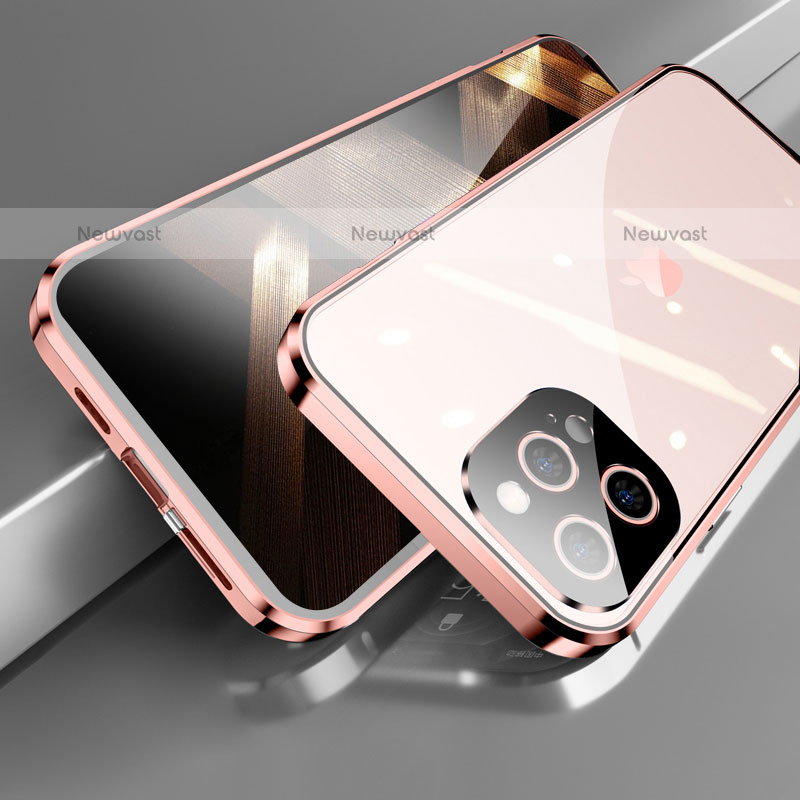 Luxury Aluminum Metal Frame Mirror Cover Case 360 Degrees M05 for Apple iPhone 15 Pro