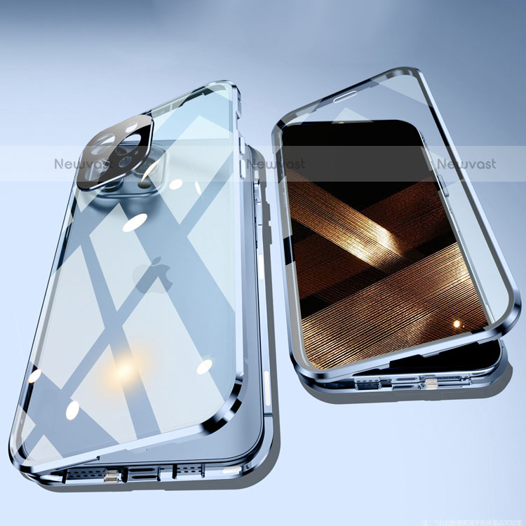 Luxury Aluminum Metal Frame Mirror Cover Case 360 Degrees M05 for Apple iPhone 15 Pro Max