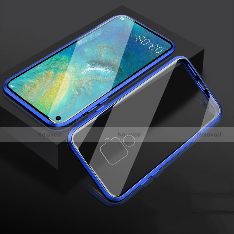 Luxury Aluminum Metal Frame Mirror Cover Case 360 Degrees M05 for Huawei Mate 30 Lite Blue