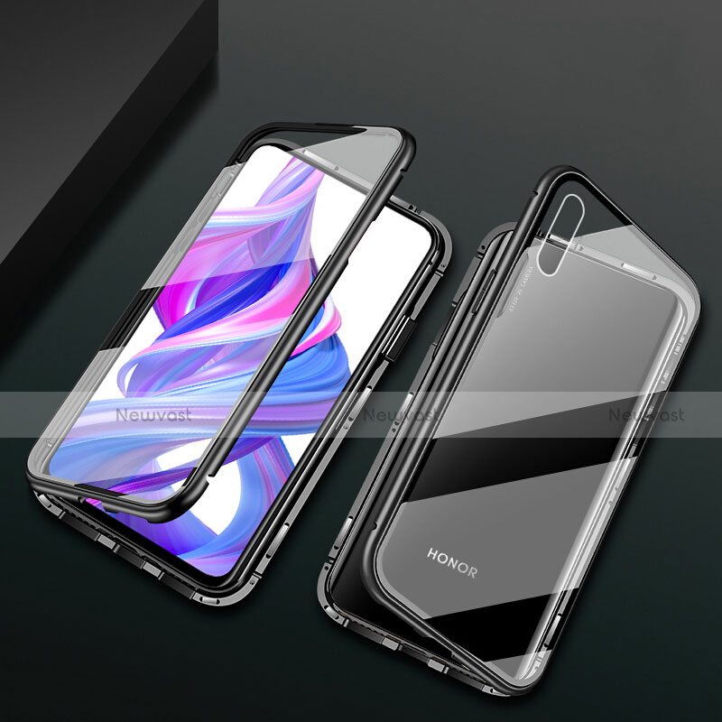 Luxury Aluminum Metal Frame Mirror Cover Case 360 Degrees M05 for Huawei Y9 Prime (2019) Black