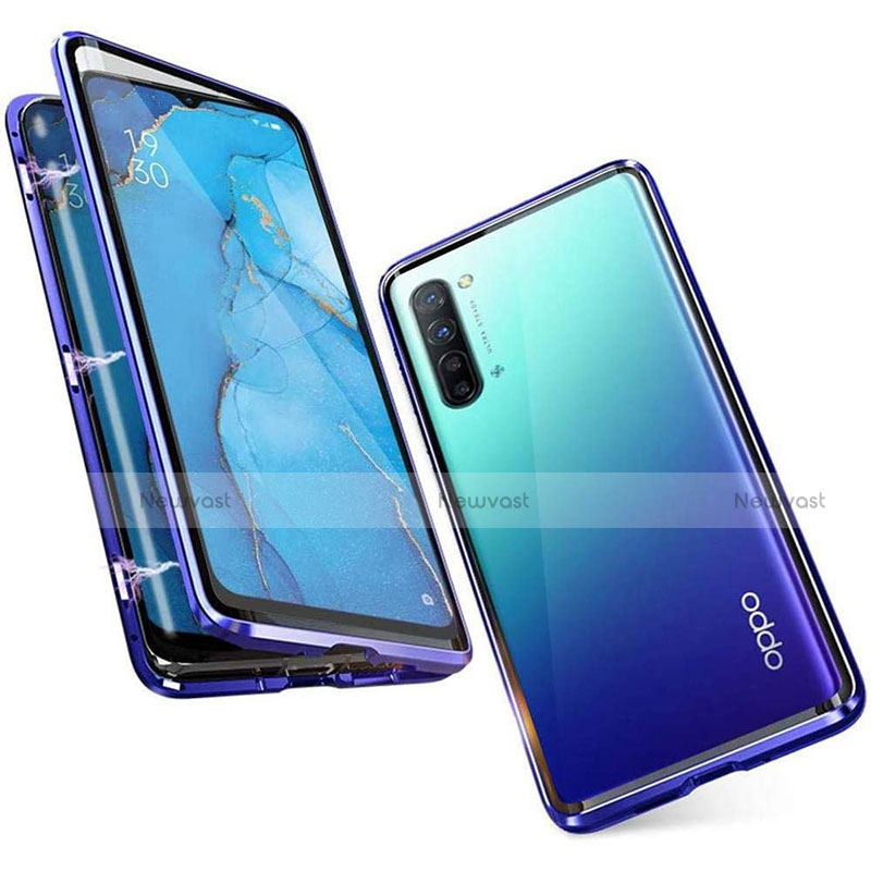 Luxury Aluminum Metal Frame Mirror Cover Case 360 Degrees M05 for Oppo K7 5G