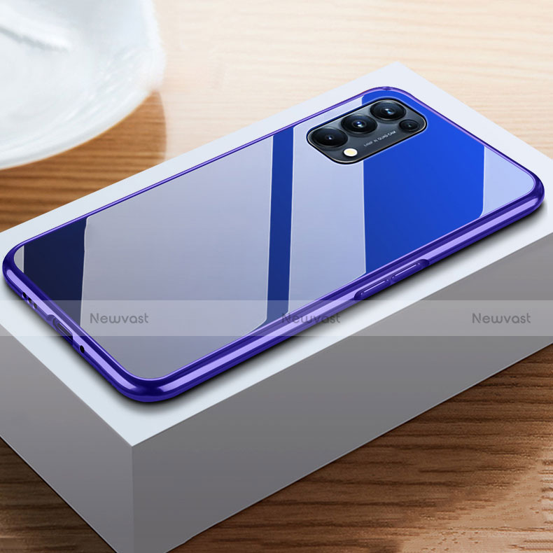 Luxury Aluminum Metal Frame Mirror Cover Case 360 Degrees M05 for Oppo Reno5 5G