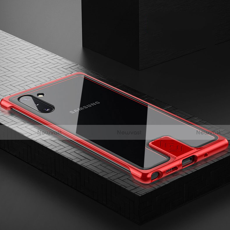 Luxury Aluminum Metal Frame Mirror Cover Case 360 Degrees M05 for Samsung Galaxy Note 10 5G Red