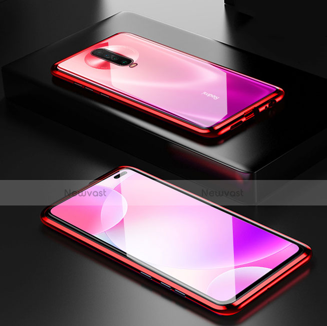 Luxury Aluminum Metal Frame Mirror Cover Case 360 Degrees M05 for Xiaomi Poco X2 Red