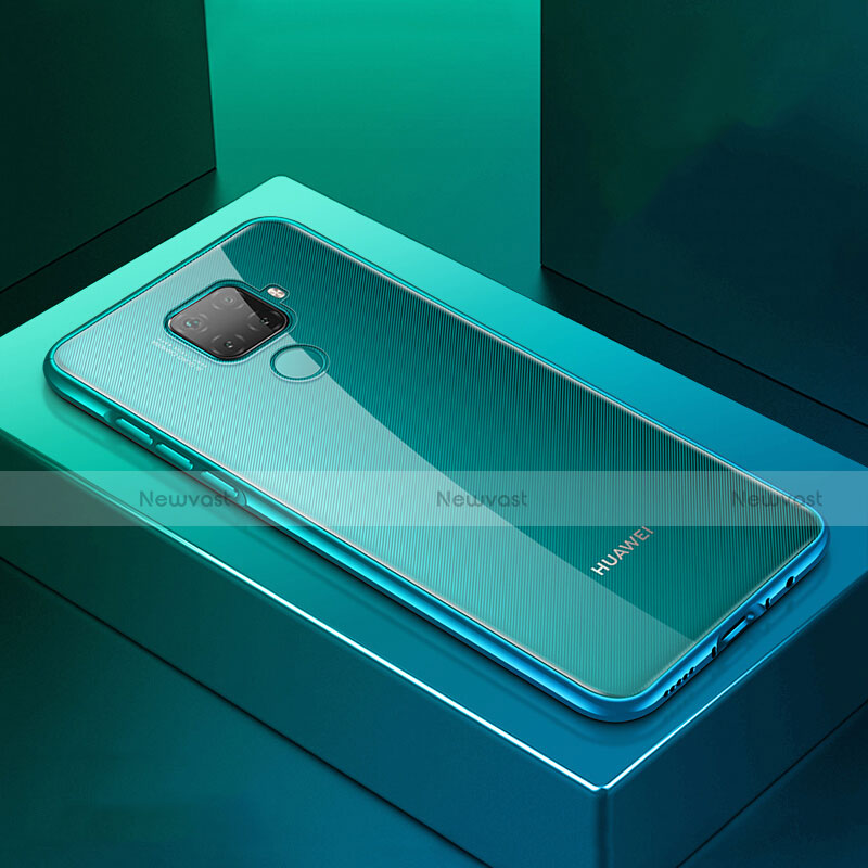 Luxury Aluminum Metal Frame Mirror Cover Case 360 Degrees M06 for Huawei Mate 30 Lite Cyan