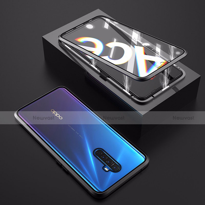 Luxury Aluminum Metal Frame Mirror Cover Case 360 Degrees M06 for Oppo Reno Ace Black