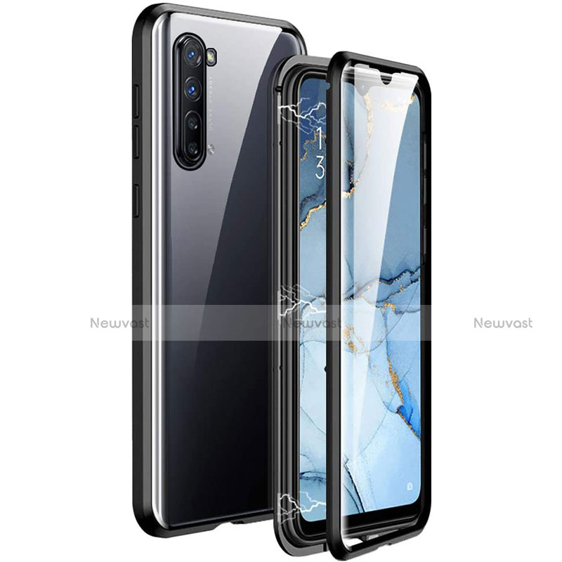 Luxury Aluminum Metal Frame Mirror Cover Case 360 Degrees M06 for Oppo Reno3 Black