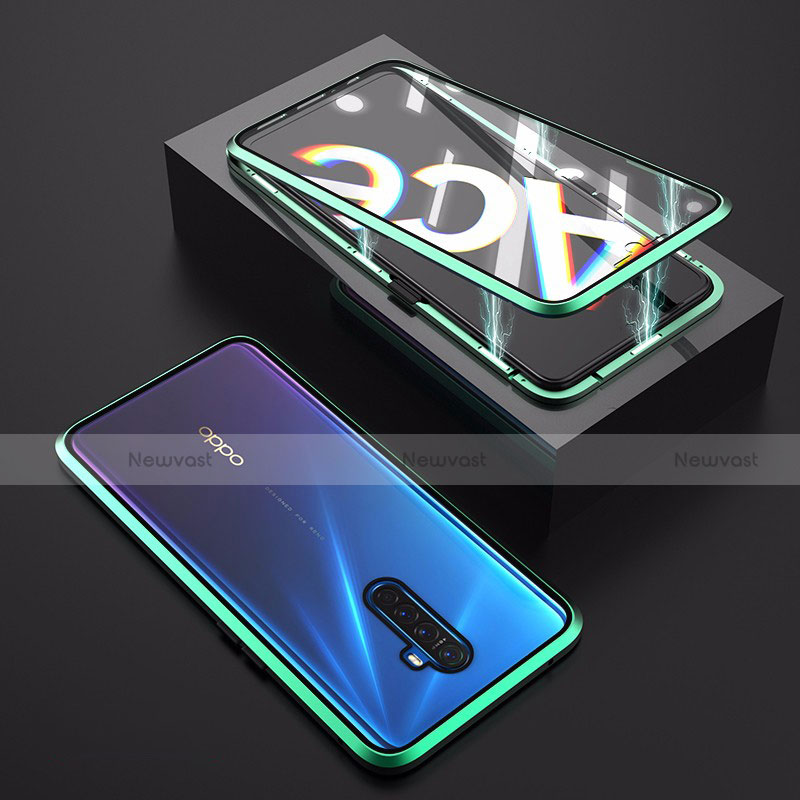 Luxury Aluminum Metal Frame Mirror Cover Case 360 Degrees M06 for Realme X2 Pro Green