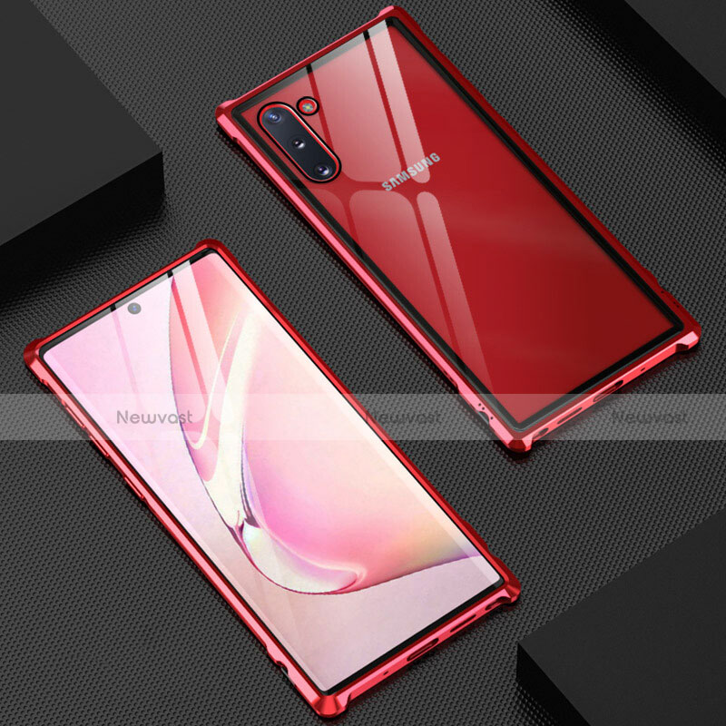 Luxury Aluminum Metal Frame Mirror Cover Case 360 Degrees M06 for Samsung Galaxy Note 10 5G Red