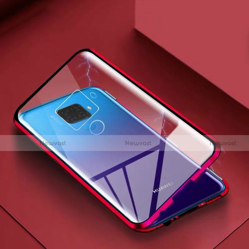 Luxury Aluminum Metal Frame Mirror Cover Case 360 Degrees M07 for Huawei Nova 5i Pro Red