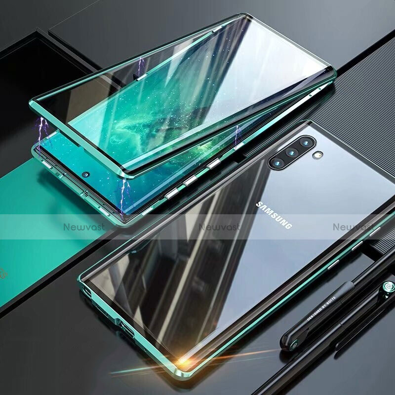 Luxury Aluminum Metal Frame Mirror Cover Case 360 Degrees M07 for Samsung Galaxy Note 10 5G Green