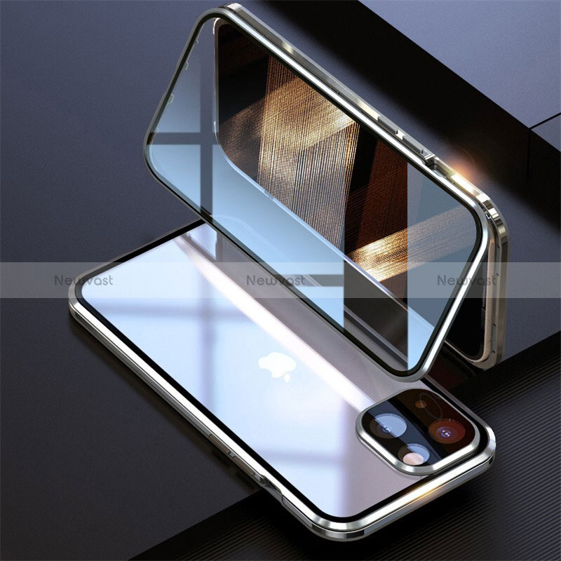 Luxury Aluminum Metal Frame Mirror Cover Case 360 Degrees M08 for Apple iPhone 15